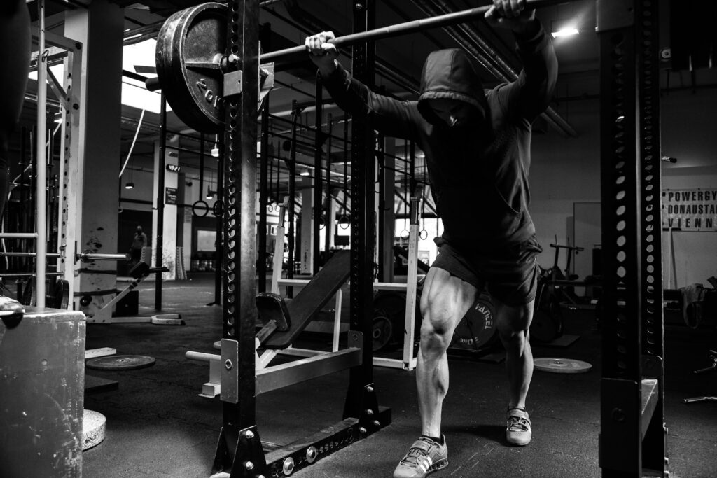 Person performing a squat